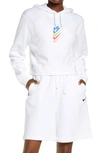 Nike Sportswear Logo Crop Hoodie In White/ White