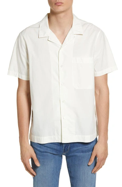 Frame Cotton Short Sleeve Button-up Camp Shirt In Milk