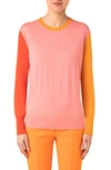 Akris Punto Colorblocked Virgin Wool Sweater In Pink Orange Cord