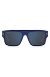 Dsquared2 Icon 56mm Flat Top Sunglasses In Blue White / Grey Blue