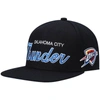 Mitchell & Ness Men's  Black Oklahoma City Thunder Hardwood Classics Script 2.0 Snapback Hat In Black