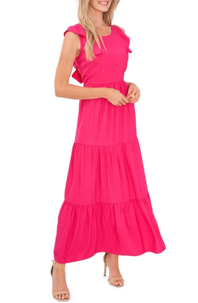 Cece Tiered Maxi Dress In Pink