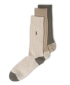 Polo Ralph Lauren 3-pack Ribbed Socks In Khaki