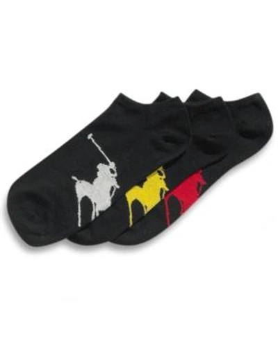 Polo Ralph Lauren Men's Socks, Athletic Big Polo Player Sole Men's Socks 3-pack In Black