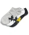 Polo Ralph Lauren Men's Socks, Athletic Big Polo Player Sole Men's Socks 3-pack In Grey/white/navy
