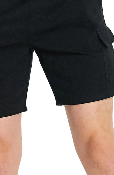 Asos Design Regular Fit Stretch Cotton Cargo Shorts In Black