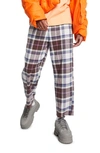 Asos Design Oversized Tapered Pants In Brushed Check-multi In White Multi