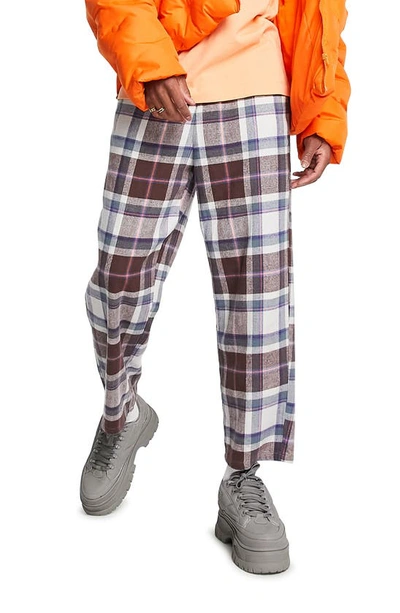Asos Design Oversized Tapered Pants In Brushed Check-multi
