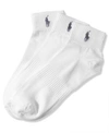 POLO RALPH LAUREN MEN'S SOCKS, ATHLETIC QUARTER MEN'S SOCKS 3-PACK