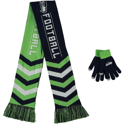 Foco College Navy Seattle Seahawks Glove & Scarf Combo Set