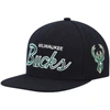 Mitchell & Ness Men's  Black Milwaukee Bucks Hardwood Classics Script 2.0 Snapback Hat In Black