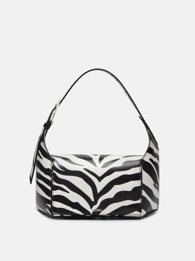Attico 7/7 Zebra Print Shoulder Bag In Calf Leather In White/black