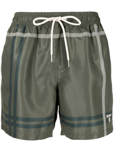 Barbour Blaine Plaid Print Swim Shorts In Grün