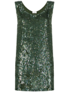 P.a.r.o.s.h Sequin-embellished Sleeveless Top In Green