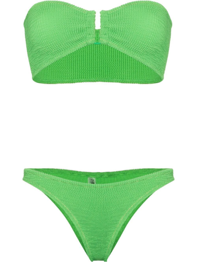 Reina Olga Ausilia Crinkle Lux Bikini Set In Green