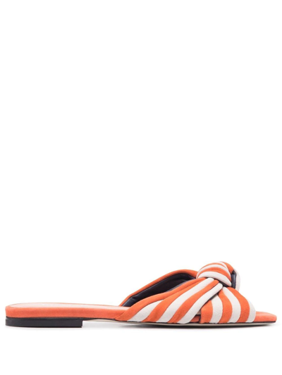 Pollini Striped-knot Sandals In Orange