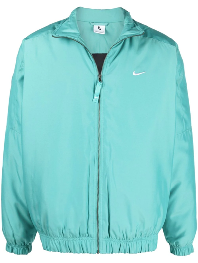 Nike Swoosh-print Bomber Jacket In Blue