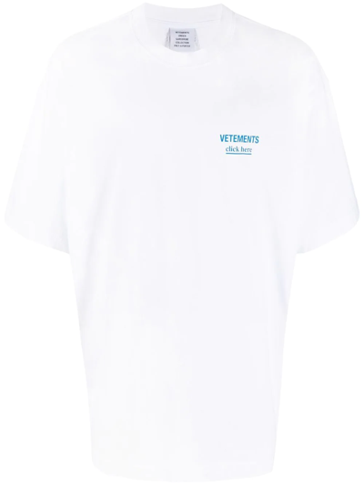 Vetements Click Here Logo印花t恤 In White