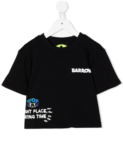 Barrow Cropped Logo-print Cotton T-shirt In Schwarz