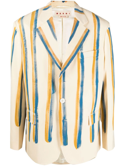 Marni Watercolour Stripe Single-breasted Jacket In Multicolor