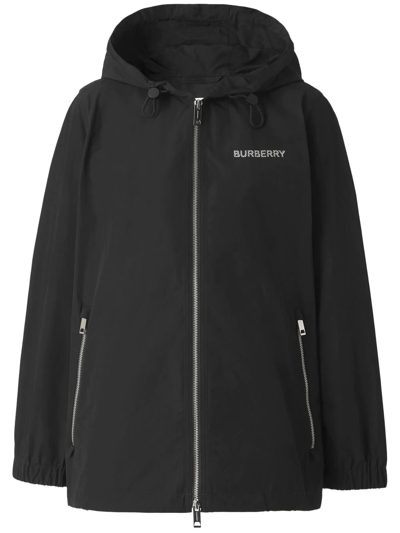 Burberry Horseferry-print Hooded Jacket In Black