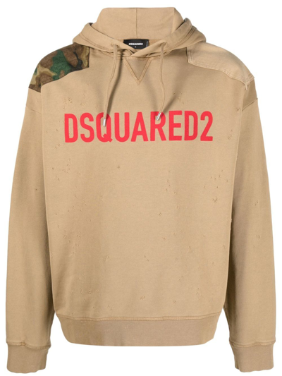 Dsquared2 Logo-print Hoodie In Braun