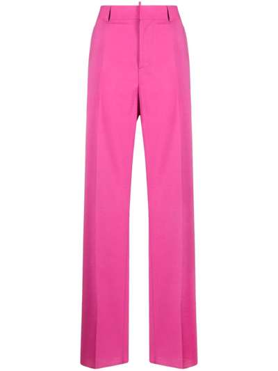Dsquared2 High-waisted Wide-leg Trousers In Pink