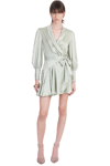 Zimmermann Silk Wrap Mini Dress In Green