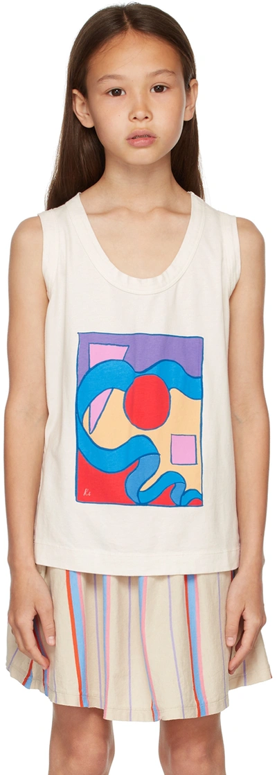 Repose Ams Kids Off-white Graphic Tank Top In Ice White