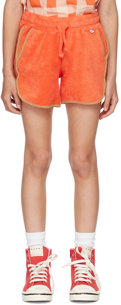 Repose Ams Kids Orange Sporty Shorts In Orange Tango