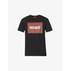 HUGO HUGO MENS BLACK LOGO-PRINT COTTON-JERSEY T-SHIRT,55609112