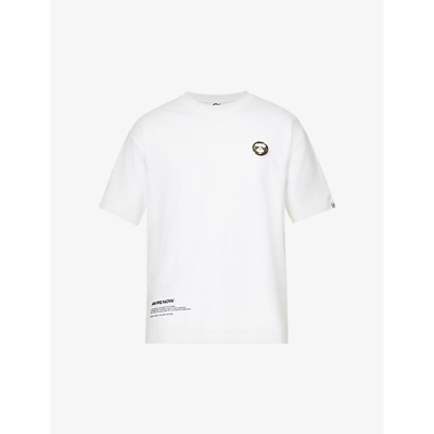 Aape 1 Point Brand-patch Cotton-jersey T-shirt In White