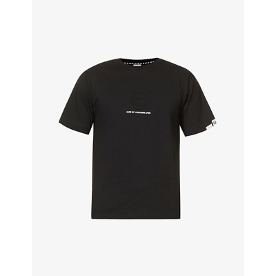 Aape Brand-embossed Boxy-fit Cotton-jersey T-shirt In Black