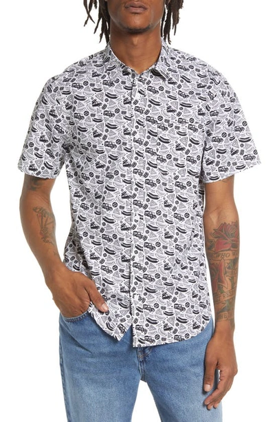 Abound Graphic Short Sleeve Poplin Shirt In White- Black Food Trucks