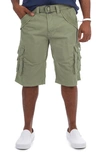 X-ray Men's Belted Double Pocket Bermuda Cargo Shorts In Sage
