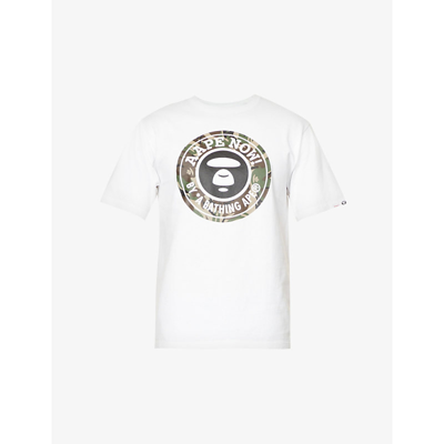 Aape Brand-print Relaxed-fit Cotton-jersey T-shirt In White