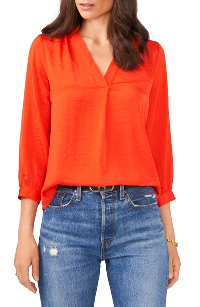 Vince Camuto Rumple Fabric Blouse In Blaze Orange