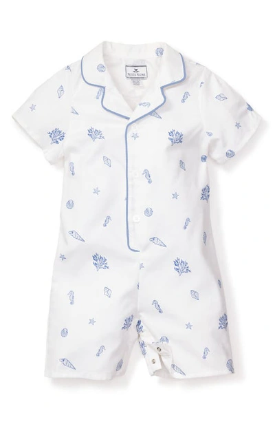 Petite Plume Babies' Suffolk Seashell Print Classic One-piece Short Pajamas In White