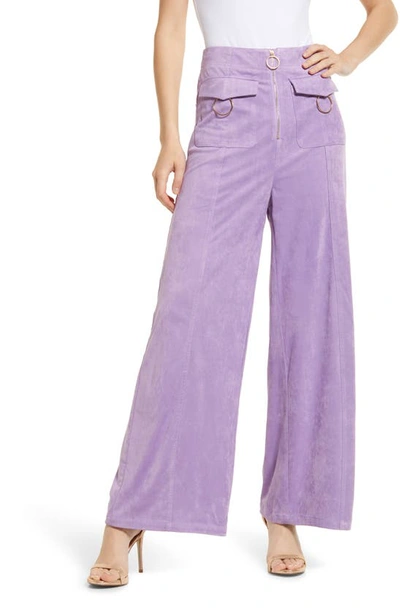 Amy Lynn High Waist Faux Suede Wide Leg Pants In Lilac