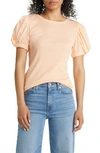 1.state Puff Sleeve Rib Knit T-shirt In Orange