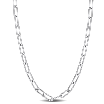 Amour Polished Paperclip Chain Necklace In Sterling Silver In White