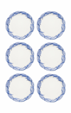 Moda Domus Set-of-six Lily Of The Valley Ceramic Dinner Plates In Green,blue