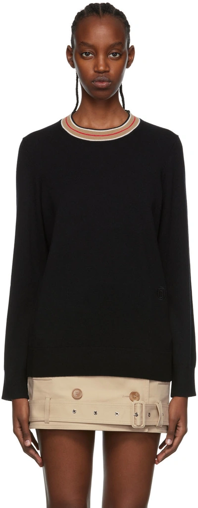 Burberry Tilda Saddle Stripe Cashmere-blend Sweater In Black