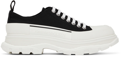 Alexander Mcqueen Black & White Tread Slick Sneakers In 1070 Black/white