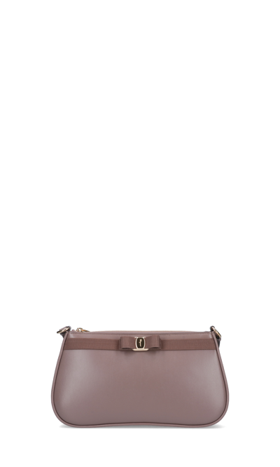 Ferragamo 'vara' Bow Shoulder Bag In Neutrals