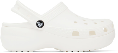 Crocs White Classic Platform Clogs In White