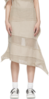 Venicew Beige Linen Midi Skirt In Natural