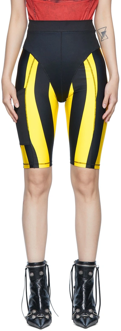 Barragan Black Polyester Shorts In Yellow/black