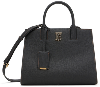 Burberry Medium Leather Frances Tote Bag In Black