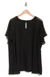 Pleione Crewneck Sheer Raglan Top In Black